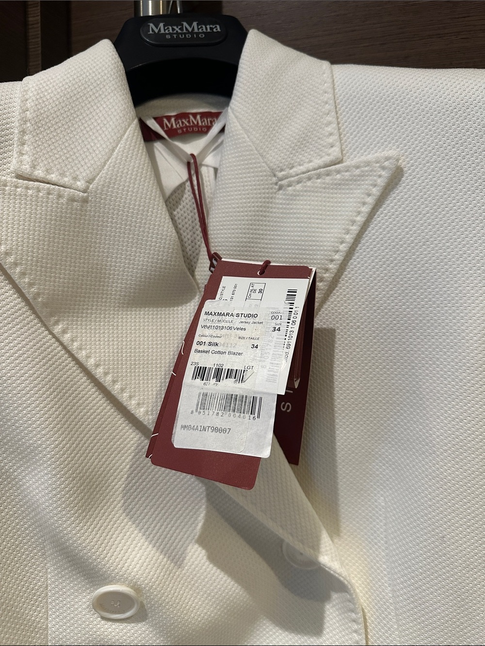 MaxMara Cream Textured Double-Breasted Blazer